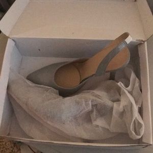 Gray sling back heels